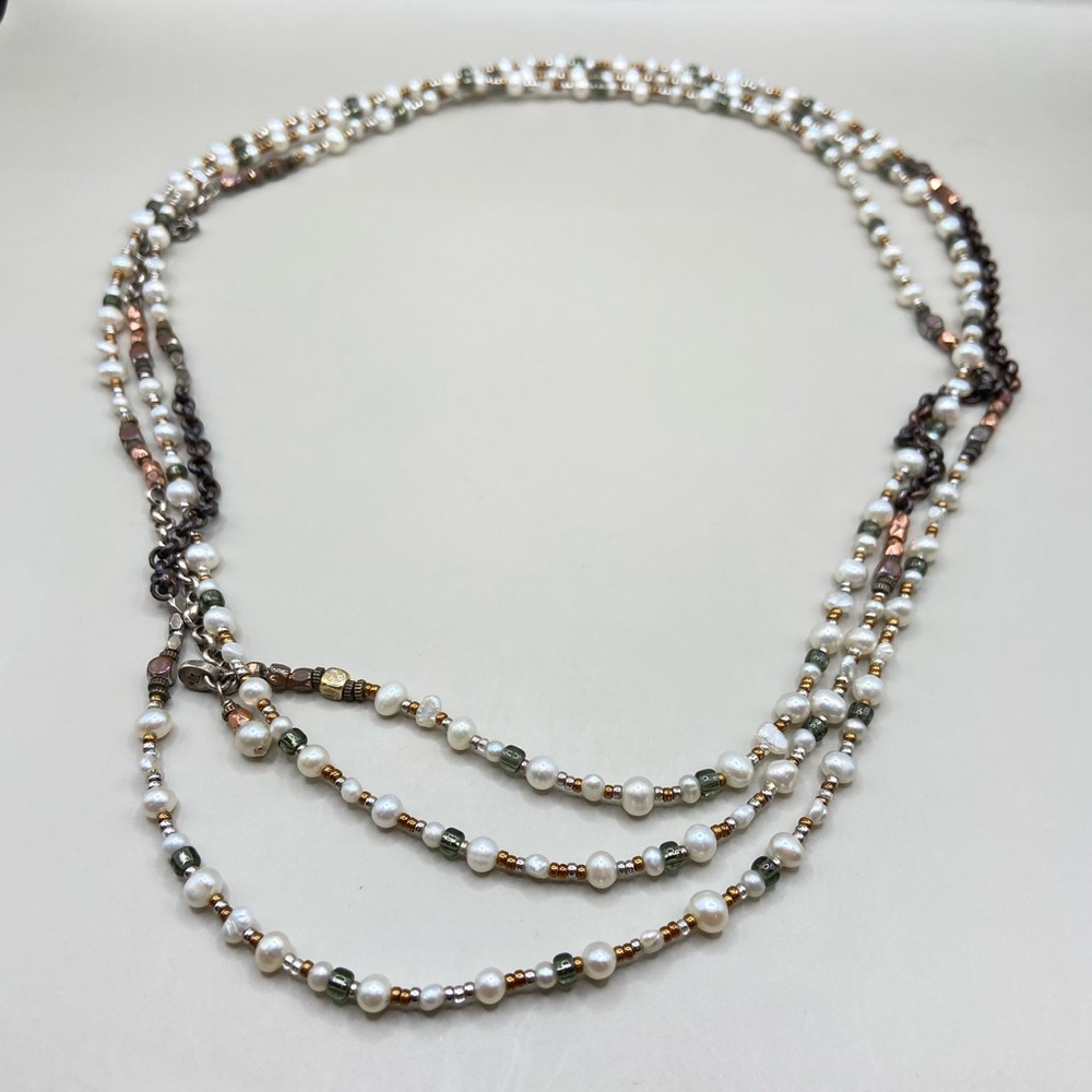 Silpada Magnificent Mile Pearl and Mixed Metal Long Bead Necklace